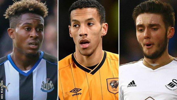 Rolando Aarons, Isaac Hayden and Matt Grimes