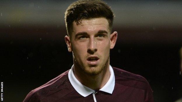 Cole Stockton playing for Hearts in a pre-season friendly against Newcastle