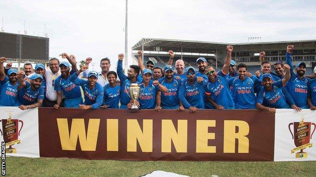 India with the one-day series trophy