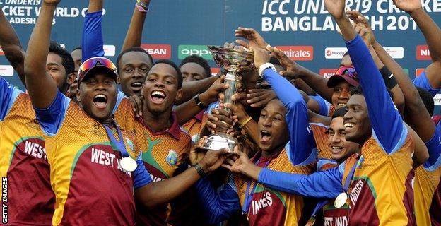 West Indies celebrate winning the Under-19 World Cup last year