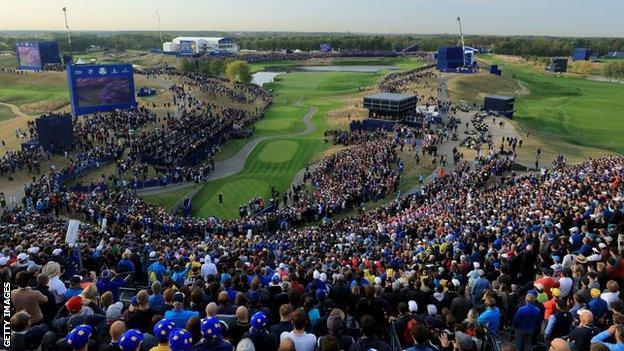 The first tee at Le Golf National during the 2018 Ryder Cup