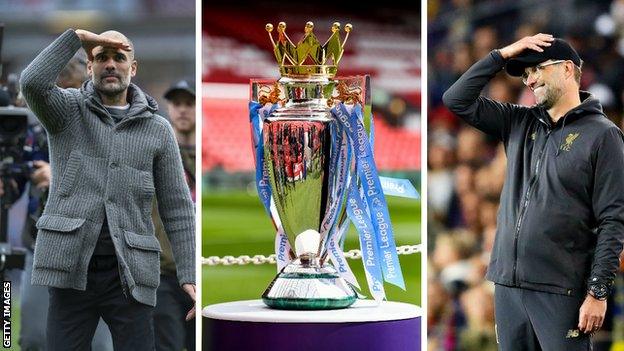 Pep Guardiola, the Premier League trophy and Jurgen Klopp