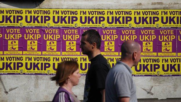 Locals pass adverts for UKIP, which has made Boston a target in recent contests