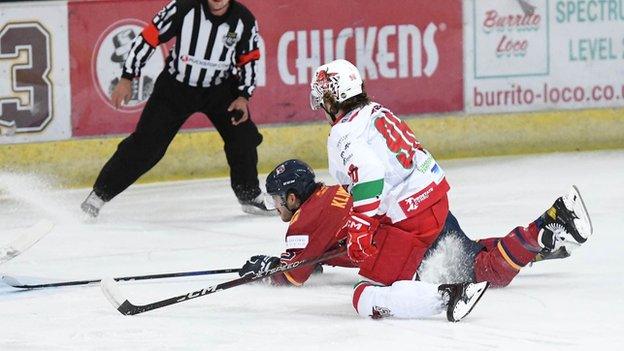 Cardiff Devils' Cole Sandford against Guildford Flames