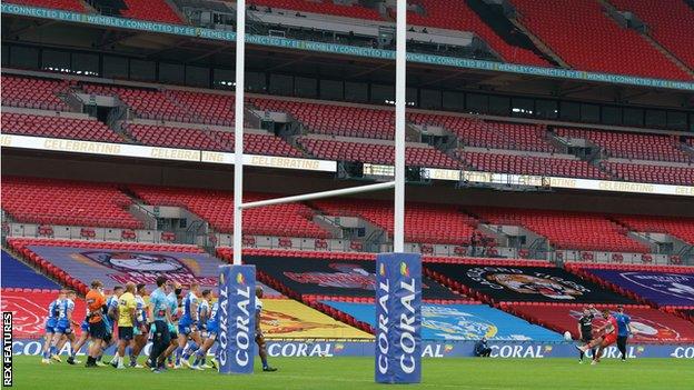 Leeds Rhinos beat Salford Red Devils behind closed doors at Wembley in last season's Challenge Cup final - which was delayed until October due to Covid-19