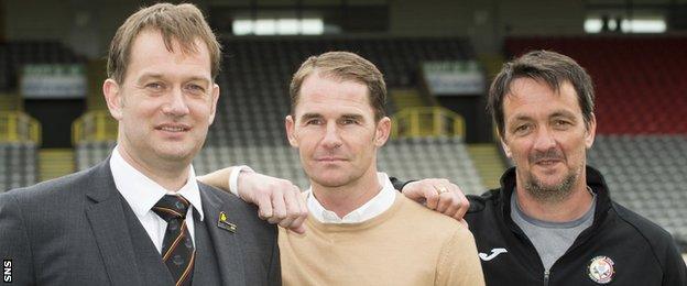 Partick Thistle managing director Ian Maxwell, manager Alan Archibald and Thistle Weir Youth Academy director Gerry Britton