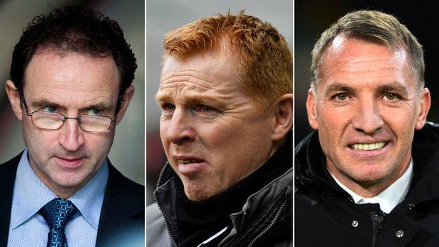 Martin O'Neill, Neil Lennon and Brendan Rodgers