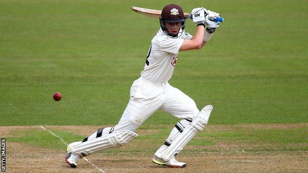 Ollie Pope cuts the ball behind point for Surrey against Yorkshire