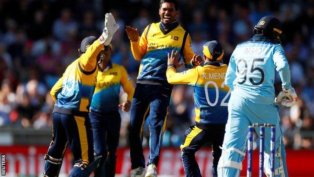 Sri Lanka celebrate taking adil Rashid's wicket