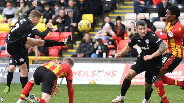 Arbroath's David Gold was denied by the woodwork