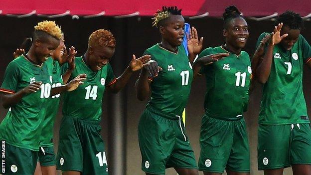 Zambia Women celebrate a goal