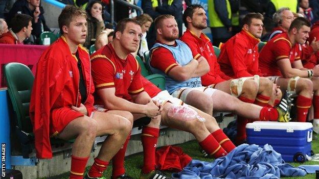 Wales dejected after their loss to South Africa