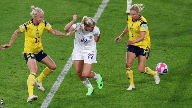 Alessia Russo scores a backheel against Sweden