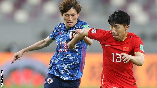 Kyogo Furuhashi was taken off early in the second half against China