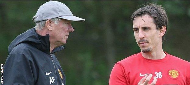 Gary Neville won 20 trophies, including eight Premier League titles, under Sir Alex Ferguson at Manchester United