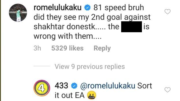 Lukaku complains about his Fifa 21 rating - says 'did they see my 2nd goal against Shakhtar Donetsk?'