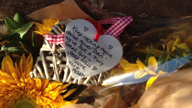 Floral tributes in Gordon Road