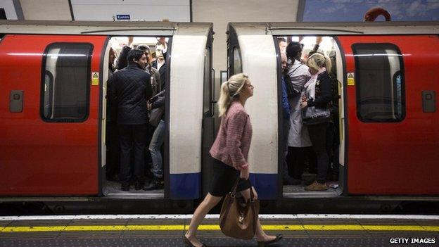 Commuters on the tube