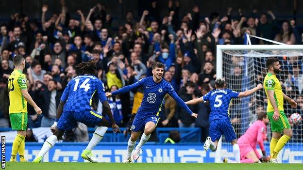 Mason Mount celebrating his goal against Norwich