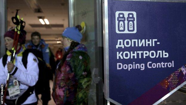 A Sochi doping test sign