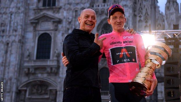 Sir Dave Brailsford and Tao Geoghegan Hart