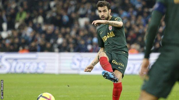 Cesc Fabregas makes his Monaco debut against Marseille at the Stade Velodrome