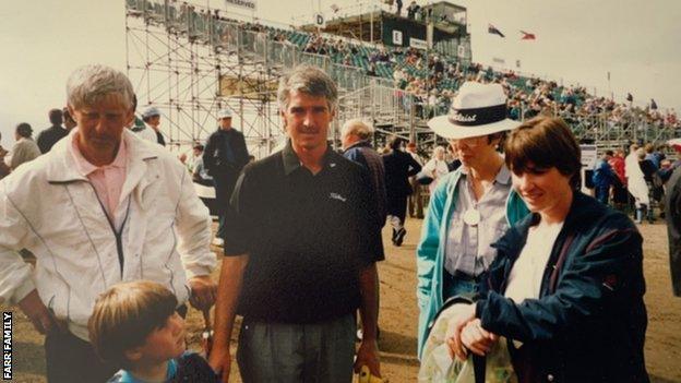 A young Oliver Farr with family friend and caddie John Lee, Graham Farr, Sue Lee and mum Julie Farr at Royal St George's in 1993