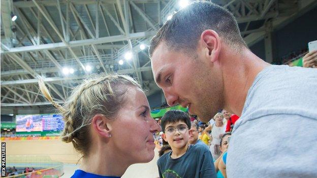 Becky James and George North at the 2016 Rio Olympics
