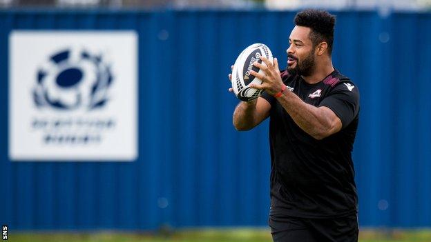 Edinburgh's Darryl Marfo trains at Murrayfield