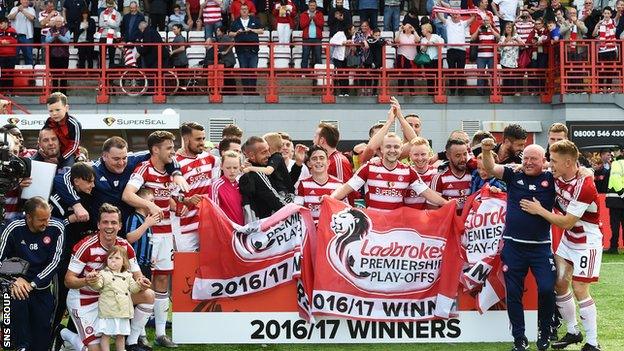 Hamilton retained their Premiership status after winning the play-off final