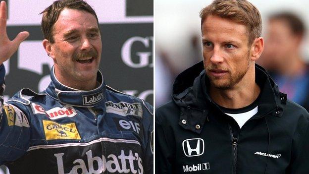 Nigel Mansell and Jenson Button