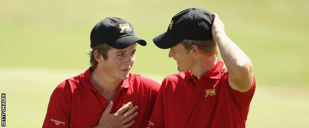 Eddie Pepperell and Tom Lewis play together during a tournament in Italy in 2010