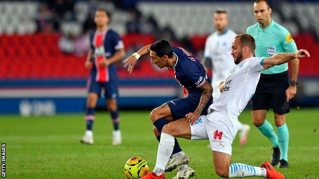 Angel di Maria in action for PSG against Marseille