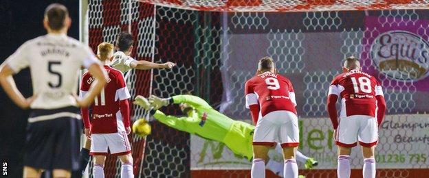 Gary Woods saves Greg Tansey's penalty