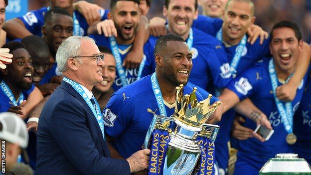 Wes Morgan with Claudio Ranieri