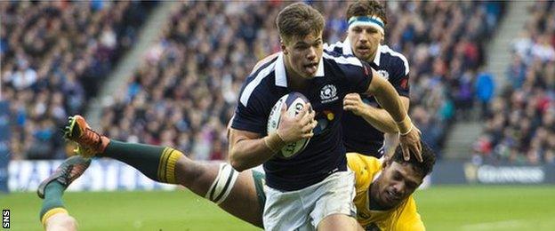 Huw Jones has scored two ties in his three games for Scotland