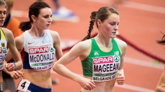 Ciara Mageean in action at the European Indoor Championships earlier this year