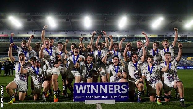 Bristol's under-18 squad celebrates winning the Academy final