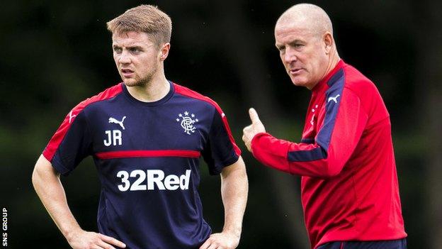 Rangers manager Mark Warburton with summer signing Jordan Rossiter