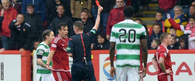 Aberdeen lost Jonny Hayes (right) to a red card