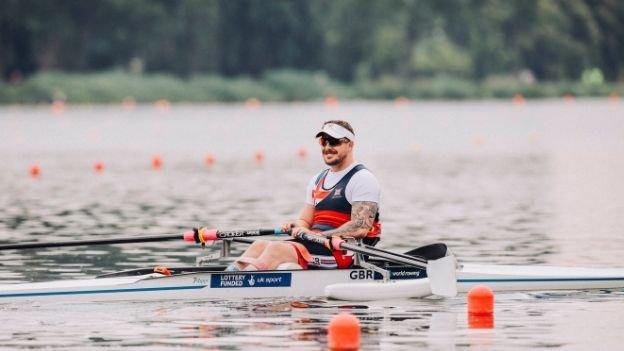 Ben Pritchard rowing in Poznan, Poland