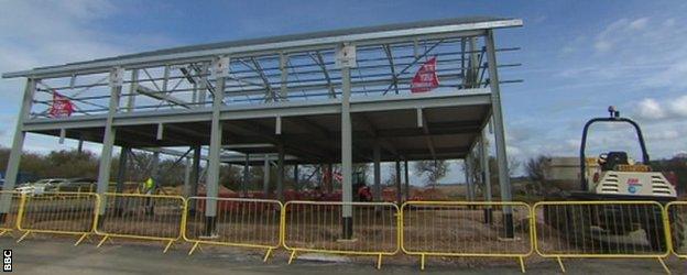 The early stages of construction of the Get Busy Living Centre