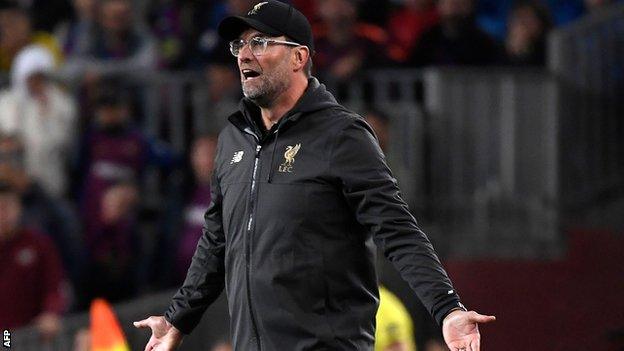 Jurgen Klopp on the touchline at the Nou Camp