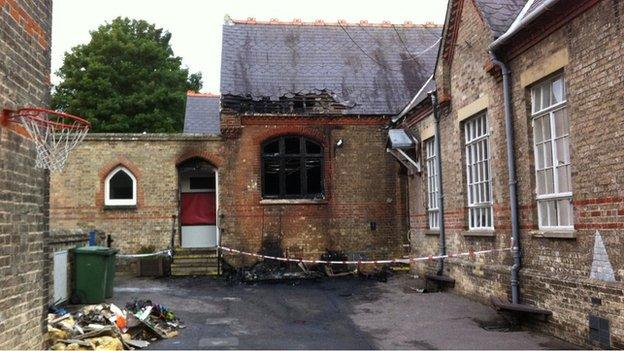 Exning Primary School after fire