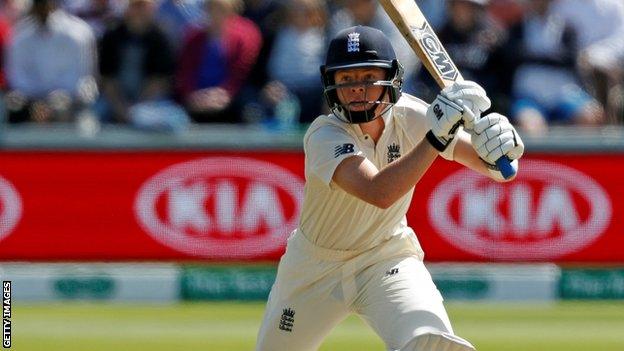 Ollie Pope bats for England against India at Lord's in 2018