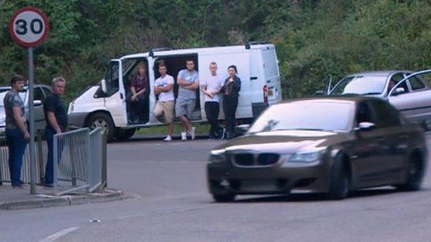 Car racing in Cheddar Gorge