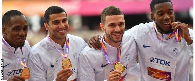 Cj Ujah, Adam Gemili, Danny Talbot and Nethaneel Mitchell-Blake