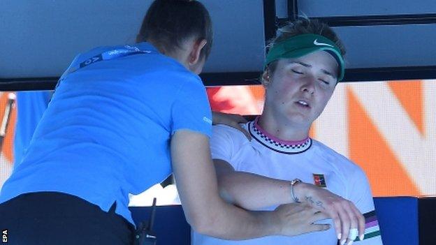 Elina Svitolina receives medical treatment