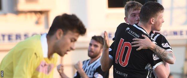 Elgin City's Shane Sutherland and Thomas Reilly celebrate