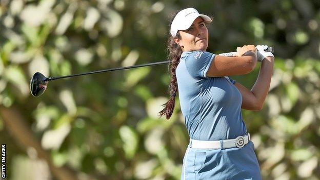 Kelsey MacDonald plays a shot at the Dubai Ladies Classic